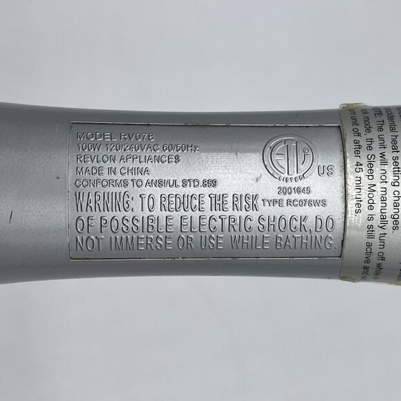 Revlon Model RV 078 Large Barrel Curling Iron Styling Wand 1 1/2" Silver Black - Picture 7 of 12